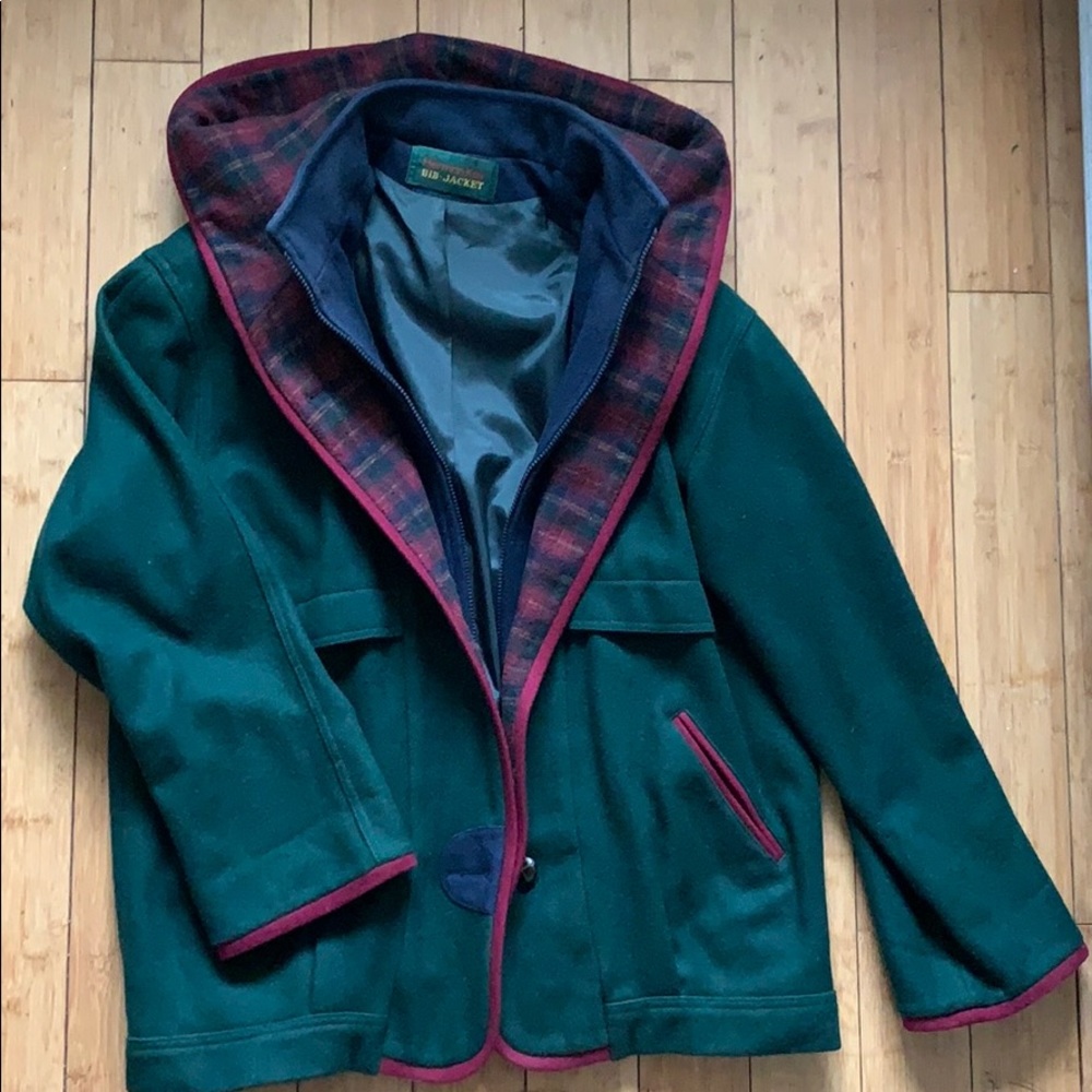 Herman Kay 90s color block wool bib jacket